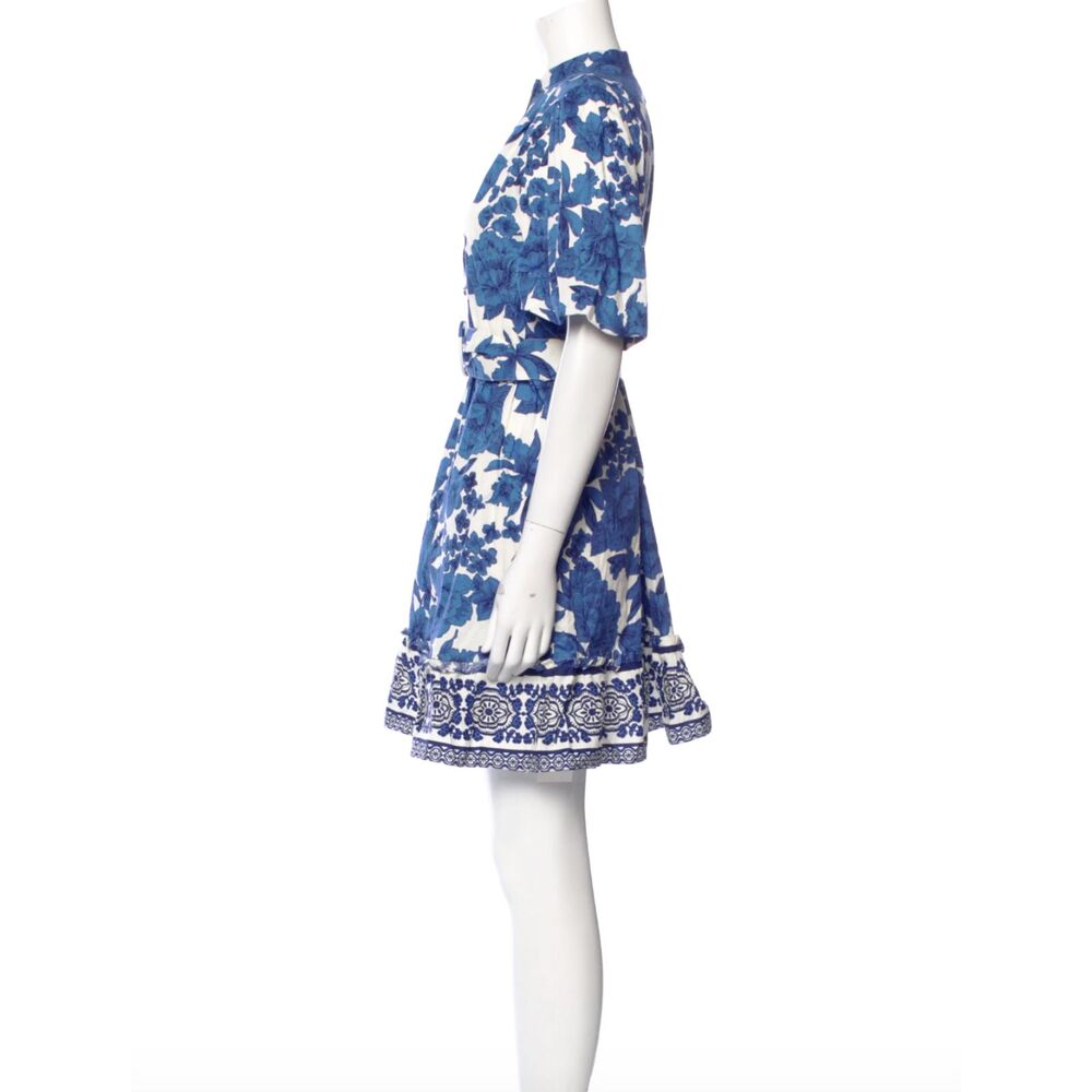NWOT Joie Floral Puff Sleeve Shirt Dress (16) Blue & White Belted Fit & Flare - Picture 16 of 16